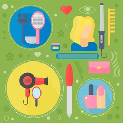 Poster - Modern flat design beauty and shopping concept icons. Icons for beauty, shopping, fashion body health care concept.