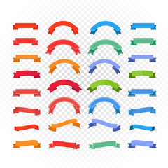 Aufkleber - Different retro style color ribbons set isolated on transparent.