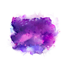 Purple, Violet, Lilac And Blue Watercolor Stains. Bright Element For Abstract Artistic Background.