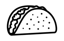 Taco With Tortilla Shell Mexican Lunch Line Art Vector Icon For Food Apps And Websites
