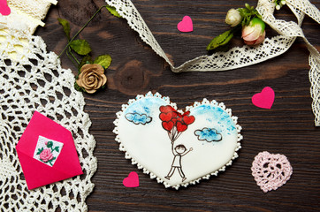 St. Valentine day gifts. Gingerbread heart