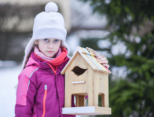 Girl wiht  nesting box