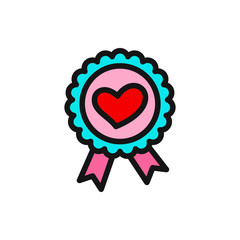 Sticker - heart ribbon icon illustration