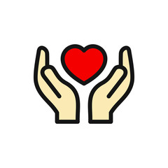 Sticker - hands holding heart icon illustration