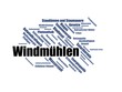 Windmühlen - Wortwolke word cloud - Erneuerbare Energien, Bilder mit häufig verwendeten Begriffen aus dem Bereich erneuerbare Energien