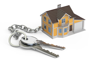 Poster - Home key with keychain, 3D rendering