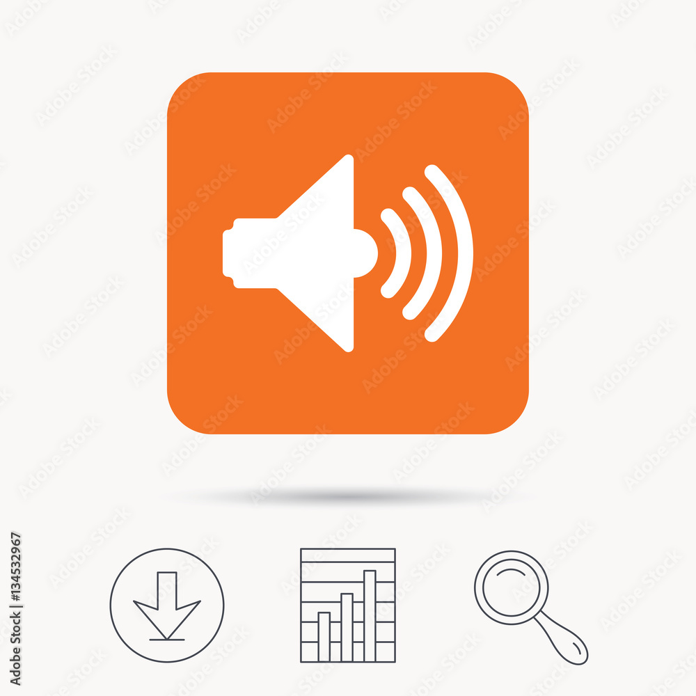 Soundgraph Icon Sound icon. Music dynamic symbol. Report chart, download and magnifier ...