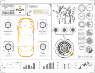 Poster - Futuristic user interface. Abstract virtual graphic touch user interface. Cars infographic. Vector science abstract.  Vector illustration.
