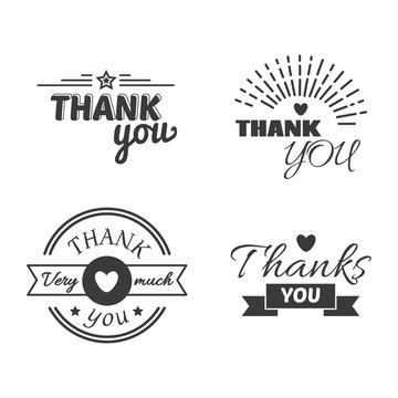 Thank you text lettering vector badge.