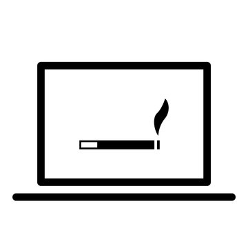 Smoke icon - Flat design, glyph style icon - Black enclosed in a computer