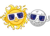 Fototapeta Dinusie - Mascot Sun Moon Solar Eclipse Glasses