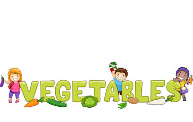 Poster - Kids Word Vegetables Lettering