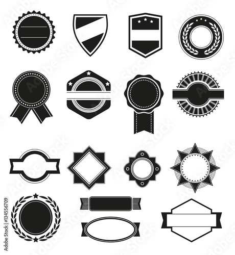 Big Set Of Vector Black Silhouette Frames Or Shapes For Logo Badges Template Emblem Isolated On The White Background Buy This Stock Vector And Explore Similar Vectors At Adobe Stock