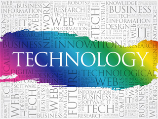 Poster - technology word cloud collage, business concept background