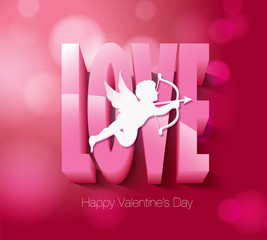 Wall Mural - Happy Valentines Day with cupid Vector design