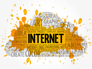 Aufkleber - INTERNET word cloud, creative business concept background