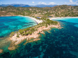 Fototapeta  - Aerial  view  of Palombaggia beach in Corsica Island in France