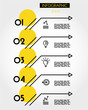 yellow linear five options with arrows