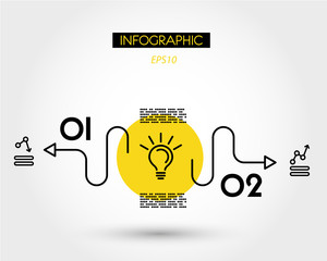 yellow linear simple infographics with bulb