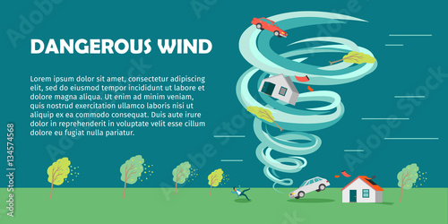Fotomural Dangerous Wind Flat Design Vector Banner