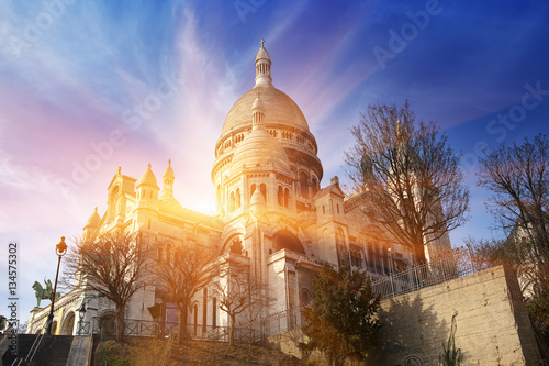 Plakat Bazylika Sacre-Coeur na Montmartre. Paryż.
