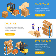 Poster - Warehouse Banners Horizontal Set. Vector