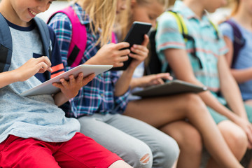 Wall Mural - close up of elementary students with tablet pc