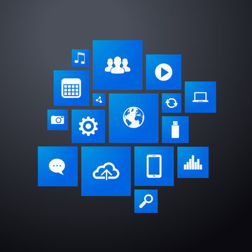 Web Interface Vorlage mit modernen Geschäfts und Social Media Icons