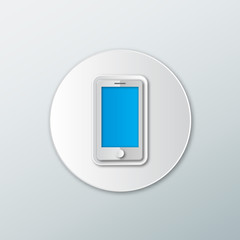 Canvas Print - white phone icon in a flat style with shadow on a white background