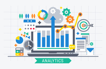 Fototapete - flat design modern vector illustration concept of website analytics search information.