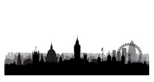 London City Buildings Silhouette. British Urban Landscape. London Cityscape With Landmarks. Travel UK Skyline Background. Vacation In Europe Wallpaper. 