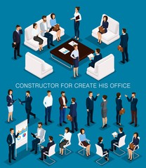 Wall Mural - business people isometric set to create his illustrations meeting with men and women in corporate at