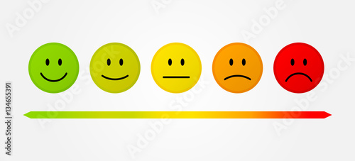 Cuadros en Lienzo Set 5 faces scale - smile neutral sad - isolated vector illustration