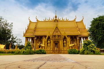 Beautiful and Amazing Golden Buddhist temple  at Wat Paknam Jolo , Bangkla , Chachoengsao , Thailand