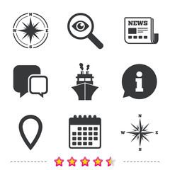 Poster - windrose navigation compass, shipping delivery.