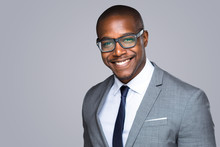 Headshot Of Successful Smiling Cheerful African American Businessman Executive Stylish Company Leader