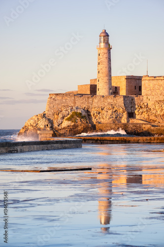 El morro fortress and lighthouse in Havana at sunset Wallpaper Mural