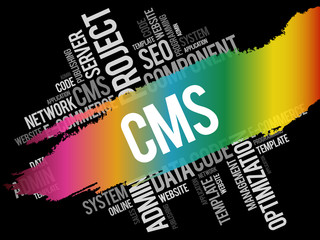 Poster - CMS - Content Management System word cloud collage, business concept background