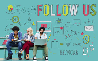 Sticker - Follow Us Social Network Connect Social Media Concept