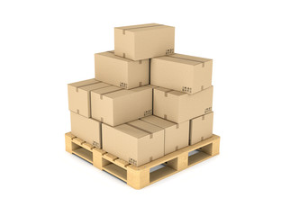 Poster - Rendering of several carton boxes stacked evenly on a double-decked pallet