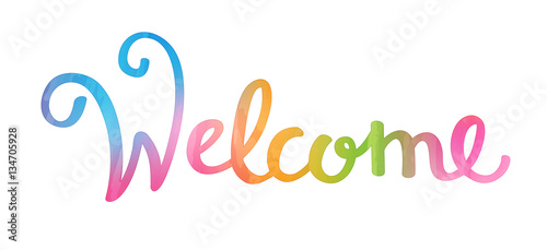 Fotografie, Obraz "WELCOME" hand lettering watercolour