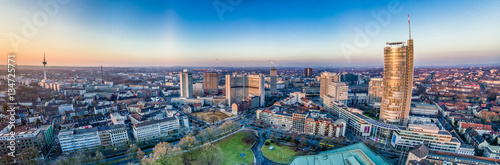 Fotografie, Obraz The city skyline of Essen under the sunset