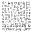 mega set of 100 black and white hand written lettering about lov