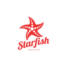 Graphic Silhouette Starfish Logo Template, Vector Illustration Isolated On White Background. Stylized Graphic Starfish Logotype, Logo Design, Summer Vacation Concept