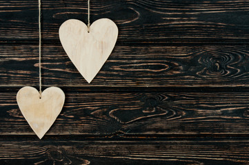 Wall Mural - Wood hearts close up