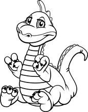 Vector Illustration Of Cartoon Dragon - Coloring Book