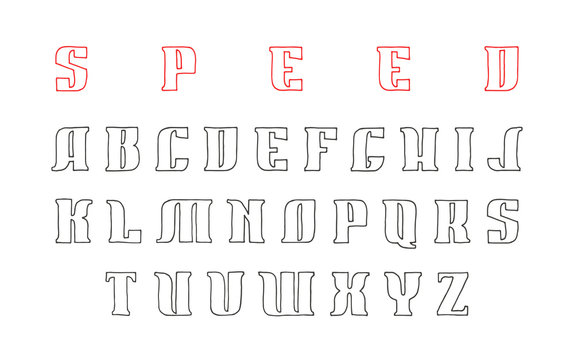 Contour serif font in the style of hand-drawn graphics