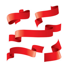 Wall Mural - set of red vector ribbons