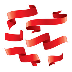 Wall Mural - Set of red vector ribbons