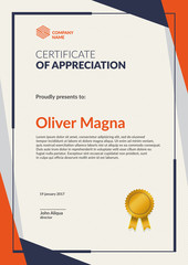 certificate of appreciation template. flat geometric design. layered eps10 vector.